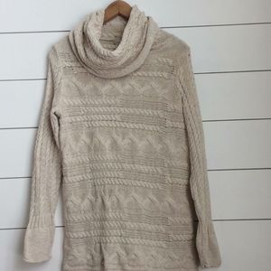 Christopher & banks cream cowl neck long sweater.